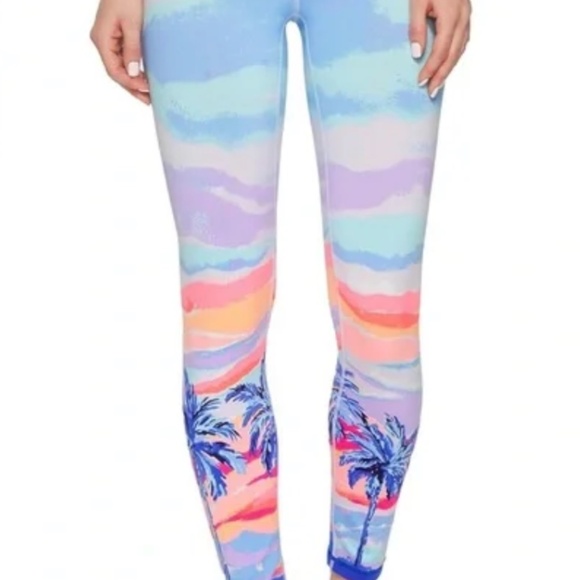 Lilly Pulitzer Luxletic 26” Weekender Legging Sunset Palm Sunset Engineered XS - Picture 1 of 8